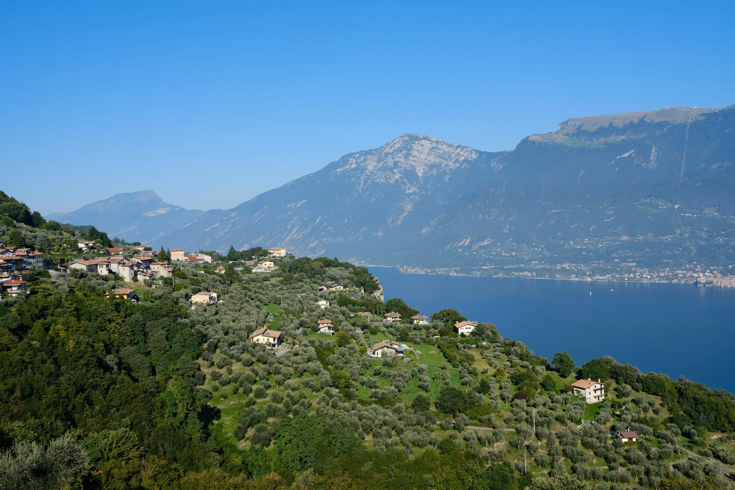 Panoramic view of Tremosine sul Garda and Lake Garda
