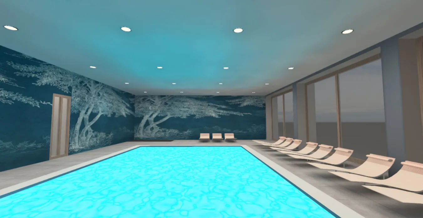 Indoor pool at Residence Sermerio with Lake Garda views